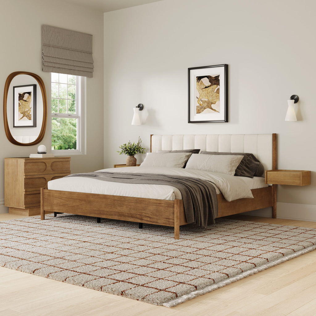 Modern King Bedroom Set with 1 Dresser and 2 Floating Nightstand