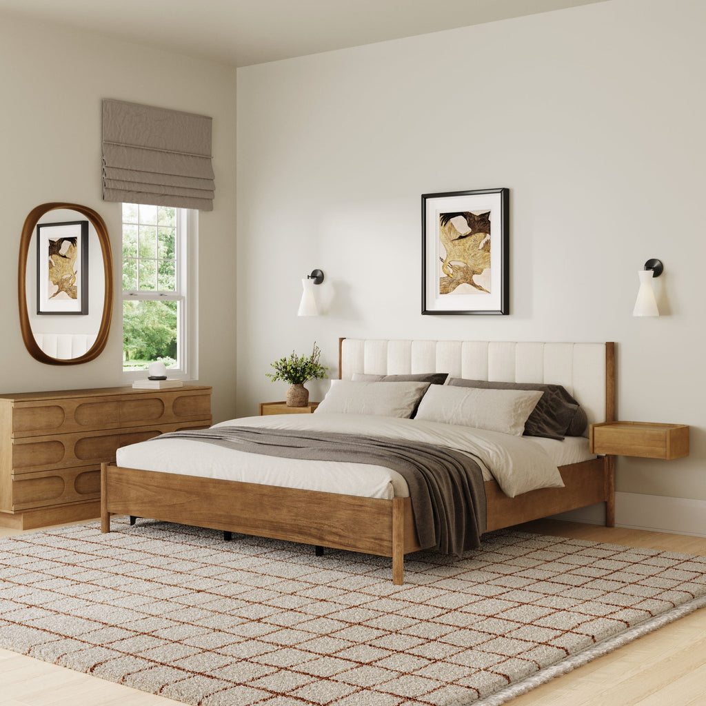 Modern King Bedroom Set with 2 Dresser and 2 Floating Nightstand
