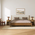 Modern King Bed Frame and 2 Curved Nightstand Set