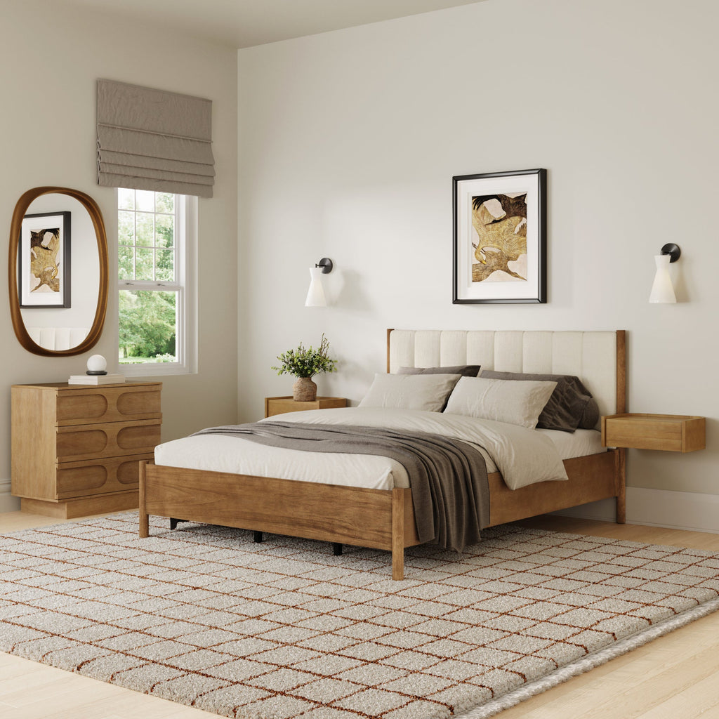Modern Queen Bedroom Set with 1 Dresser and 2 Floating Nightstand