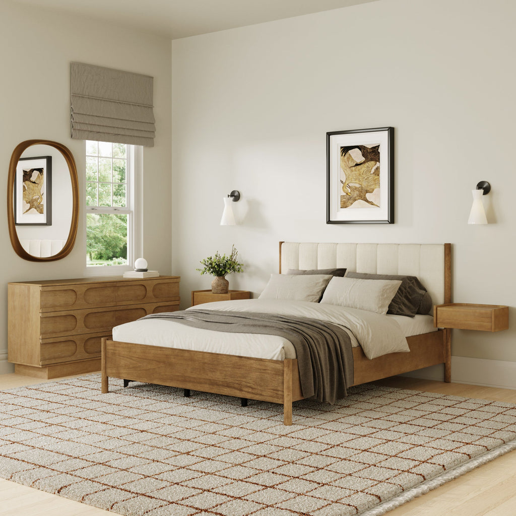 Modern Queen Bedroom Set with 2 Dresser and 2 Floating Nightstand