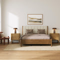 Mid Century Modern Queen Bed Frame and 2 Nightstand Set