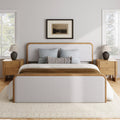 Wooden King Bed Frame with 2 Nightstand Set