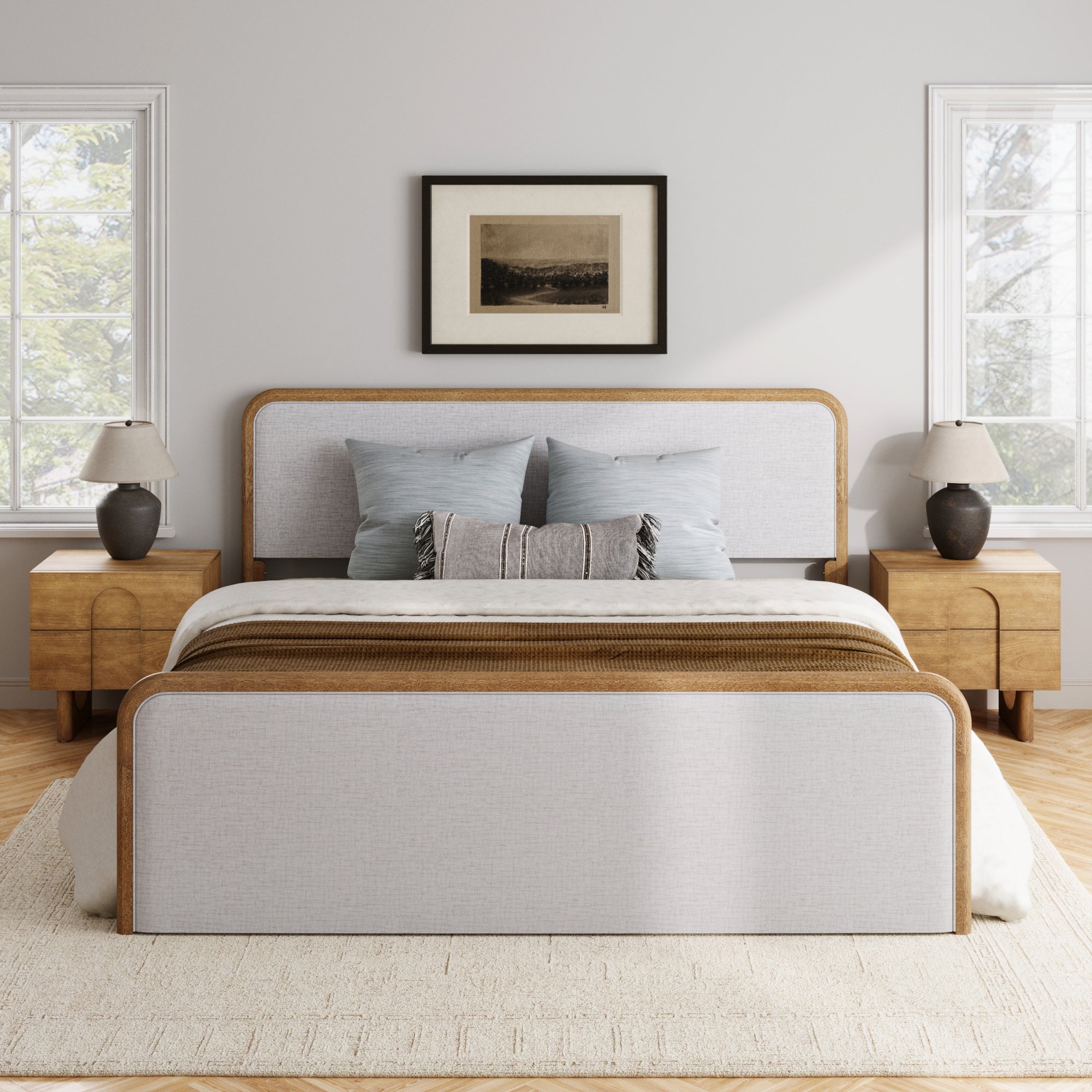 Bedroom Set with 2 Arched Nightstand