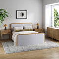 Fluted Queen Bed Frame with 2 Solid Wood Dresser and 2 Nightstand Set