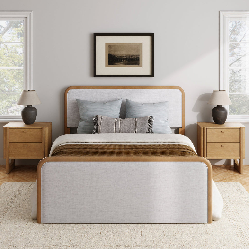 Wooden Queen Bed Frame with 2 Nightstand Set