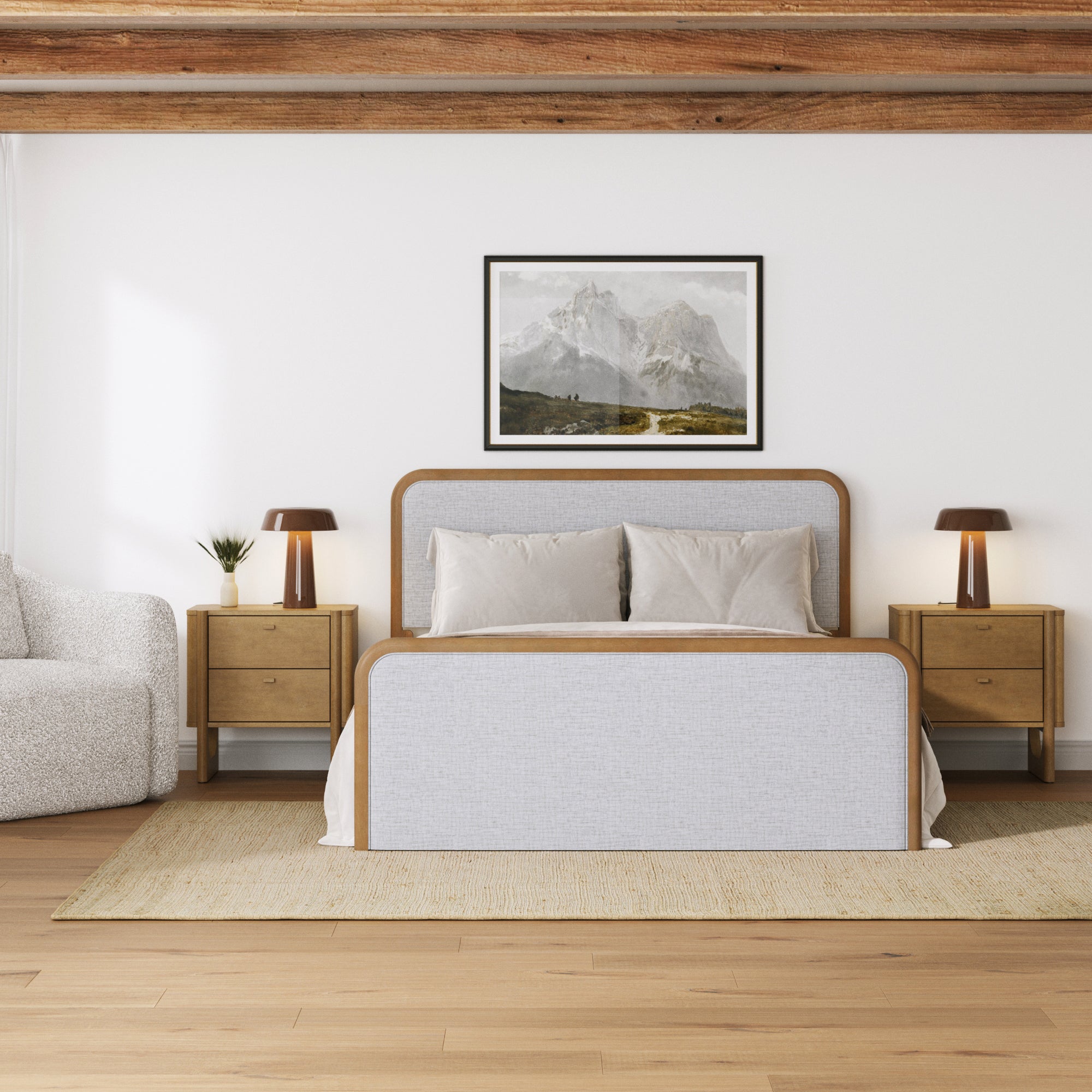 Wooden Queen Bed Frame with 2 Nightstand Set
