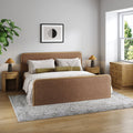Rounded Faux Leather King Bed Frame with 1 Arched Dresser and 2 Nightstand Set