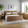 Rounded Faux Leather King Bed Frame with 2 Arched Dresser and 2 Nightstand Set