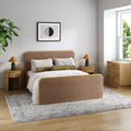 Rounded Faux Leather Queen Bed Frame with 1 Arched Dresser and 2 Nightstand Set