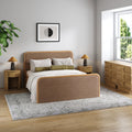 Rounded Faux Leather Queen Bed Frame with 2 Arched Dresser and 2 Nightstand Set