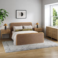 Rounded Faux Leather Queen Bedroom Set with 2 Fluted Dresser and 2 Nightstand Set