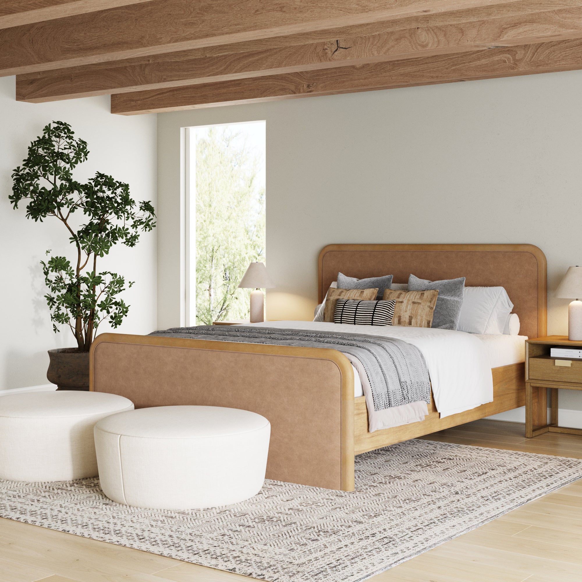 Rounded Solid Wood Bed Frame in