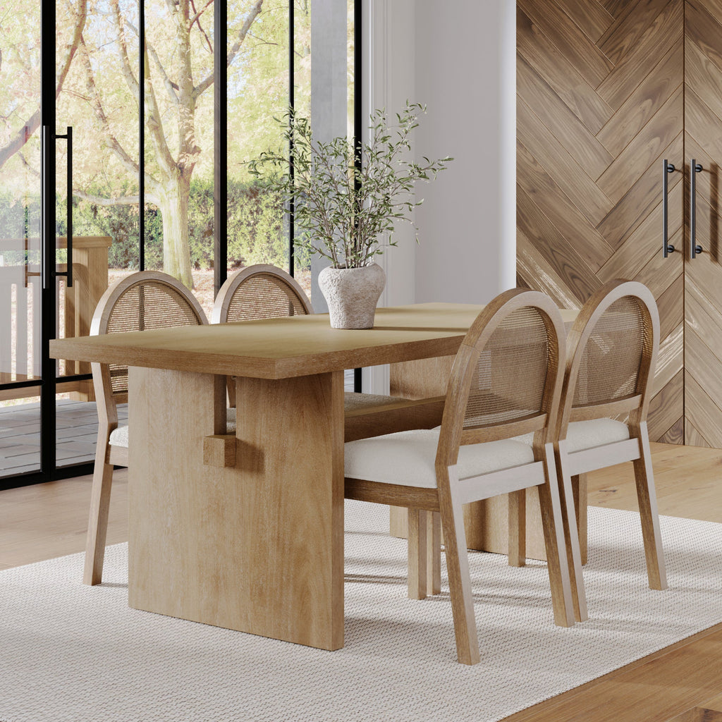 Bohemian Cane Dining Set (4 Chair)