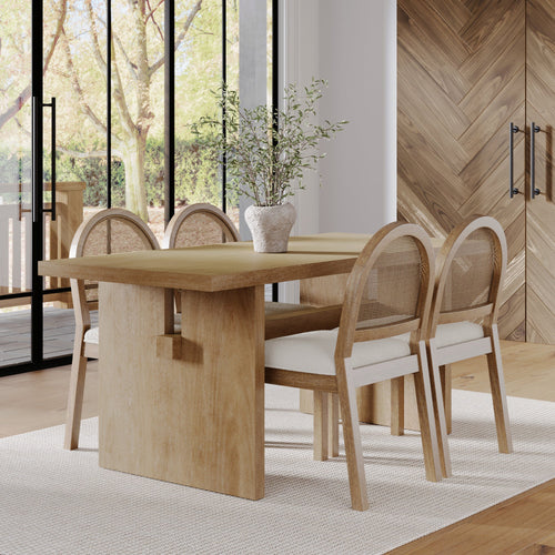 Bohemian Cane Dining Set (4 Chair)