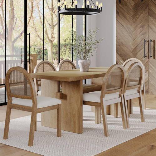 Bohemian Cane Dining Set (6 Chair)