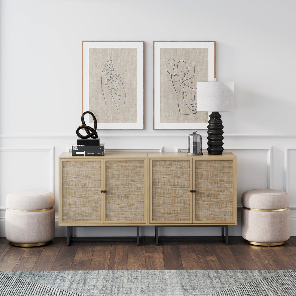 Rattan Storage Cabinet Credenza