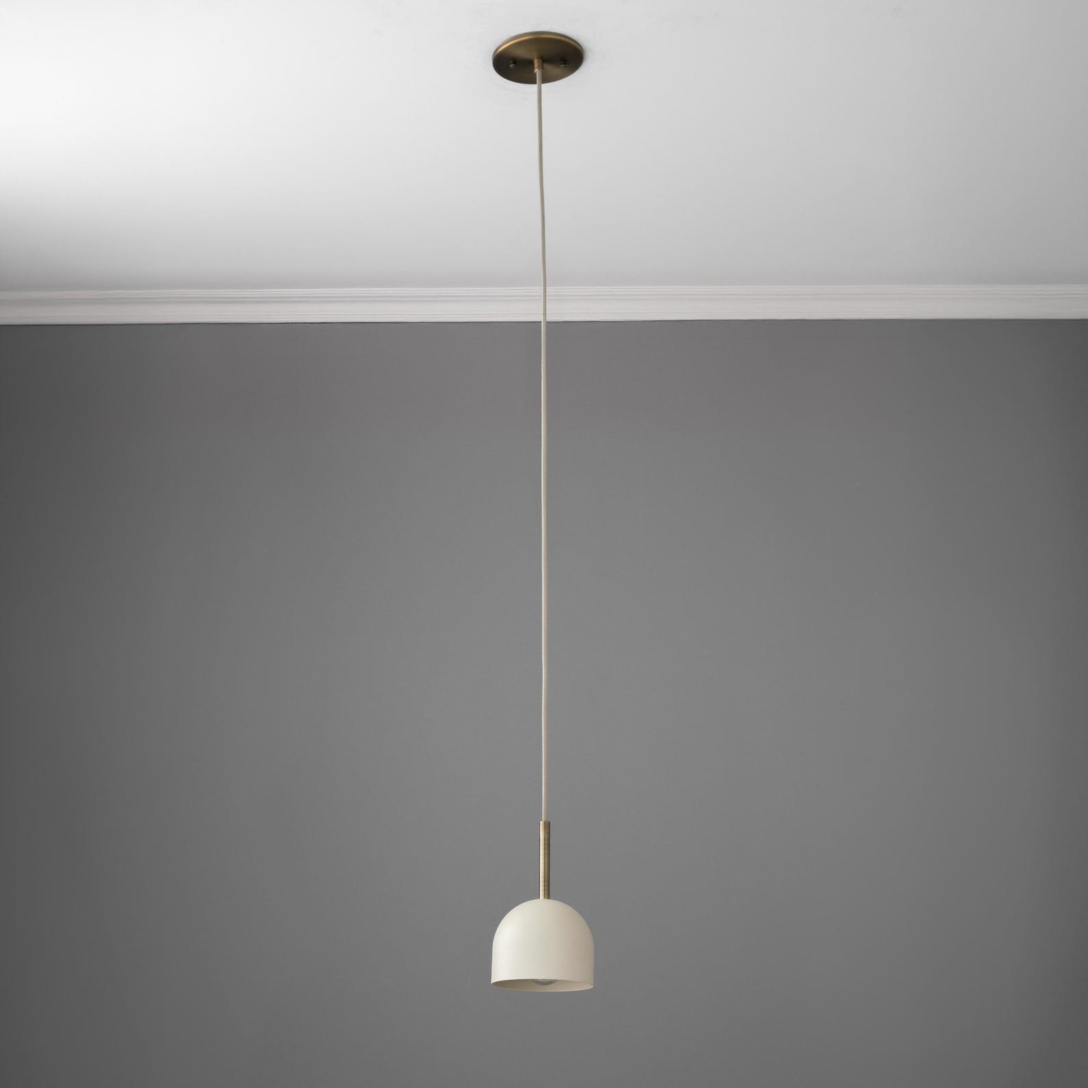 Pendant Light - Minimalist Modern Dome Light - Brass Accent Lamp - Model No. 1052