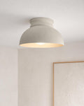 Large Pompeii | Ceramic Flush Mount Ceiling Light | Handmade Minimalist Dome Fixture in Bone White
