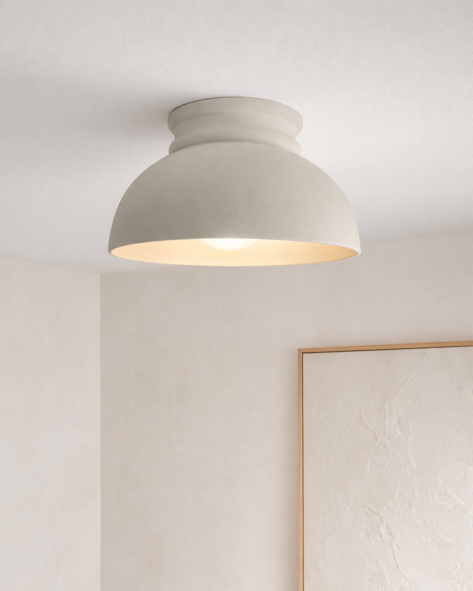 Large Pompeii | Ceramic Flush Mount Ceiling Light | Handmade Minimalist Dome Fixture in Bone White