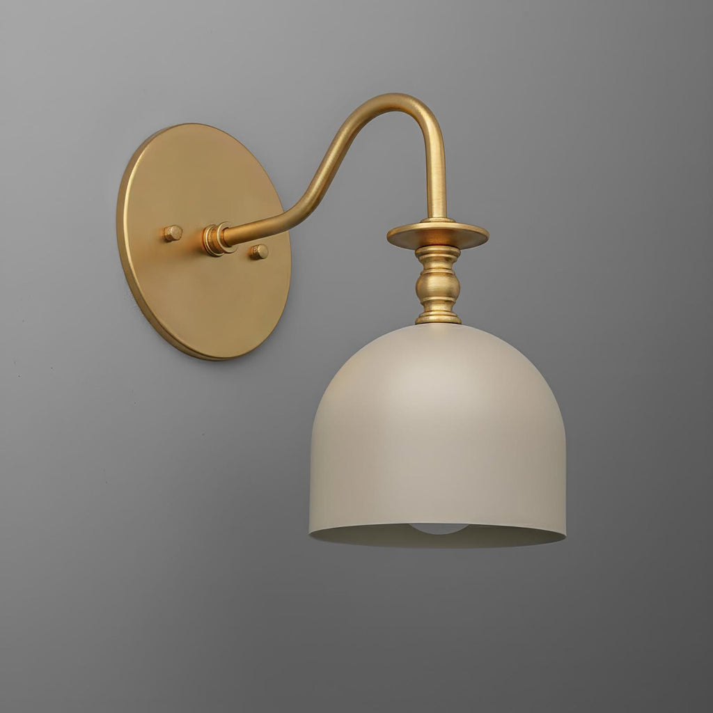 Vintage Brass Wall Sconce with Milk Glass Diffuser