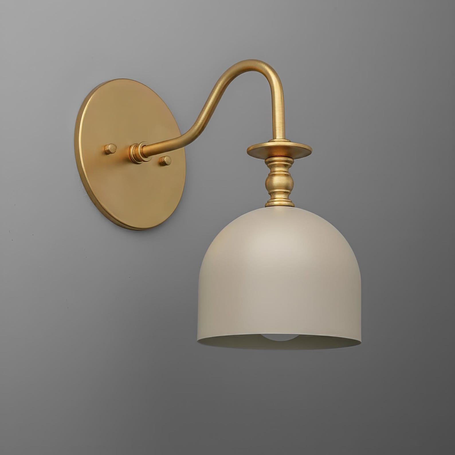Vintage Brass Wall Sconce with Milk Glass Diffuser