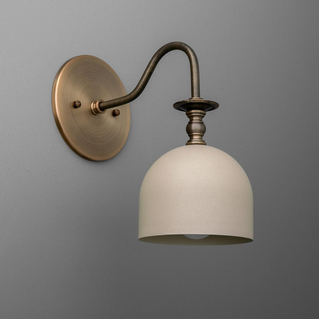 Vintage Brass Wall Sconce with Milk Glass Diffuser