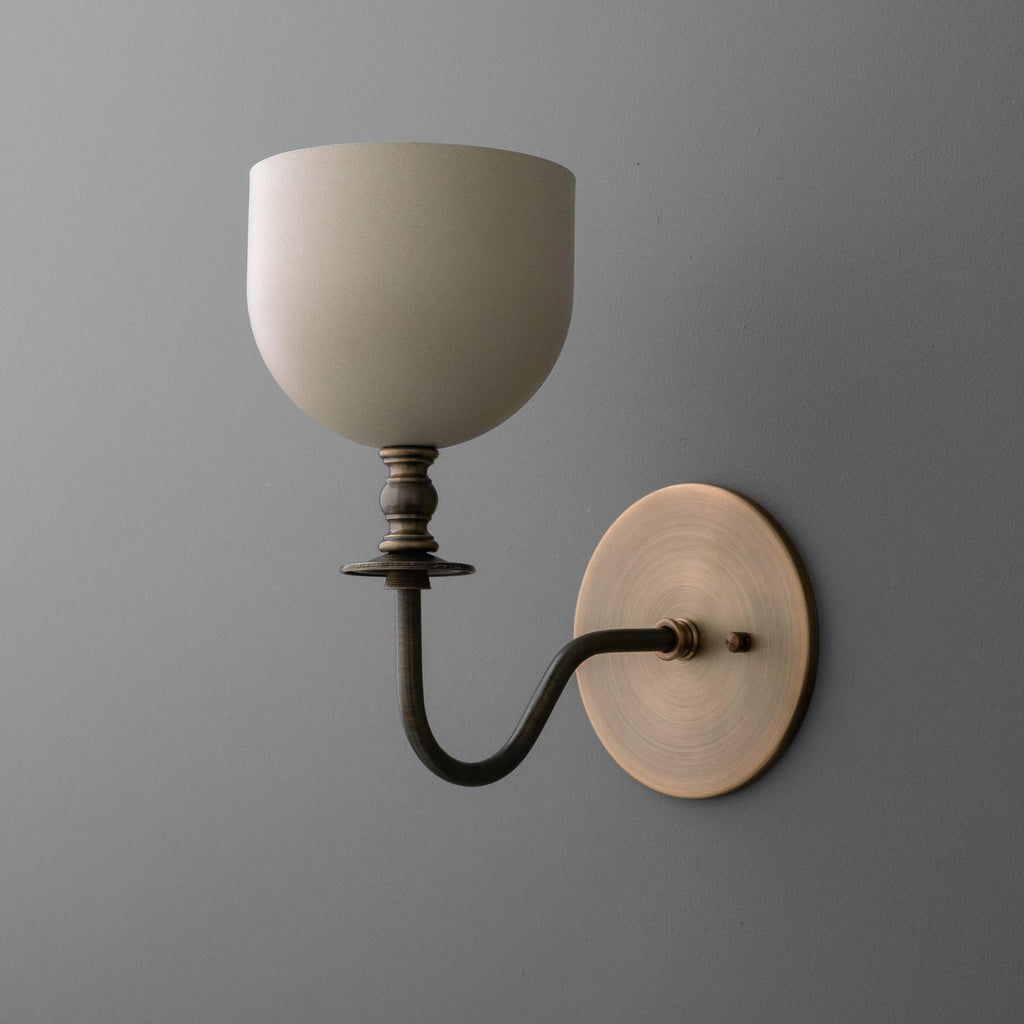 Vintage Brass Wall Sconce with Milk Glass Diffuser