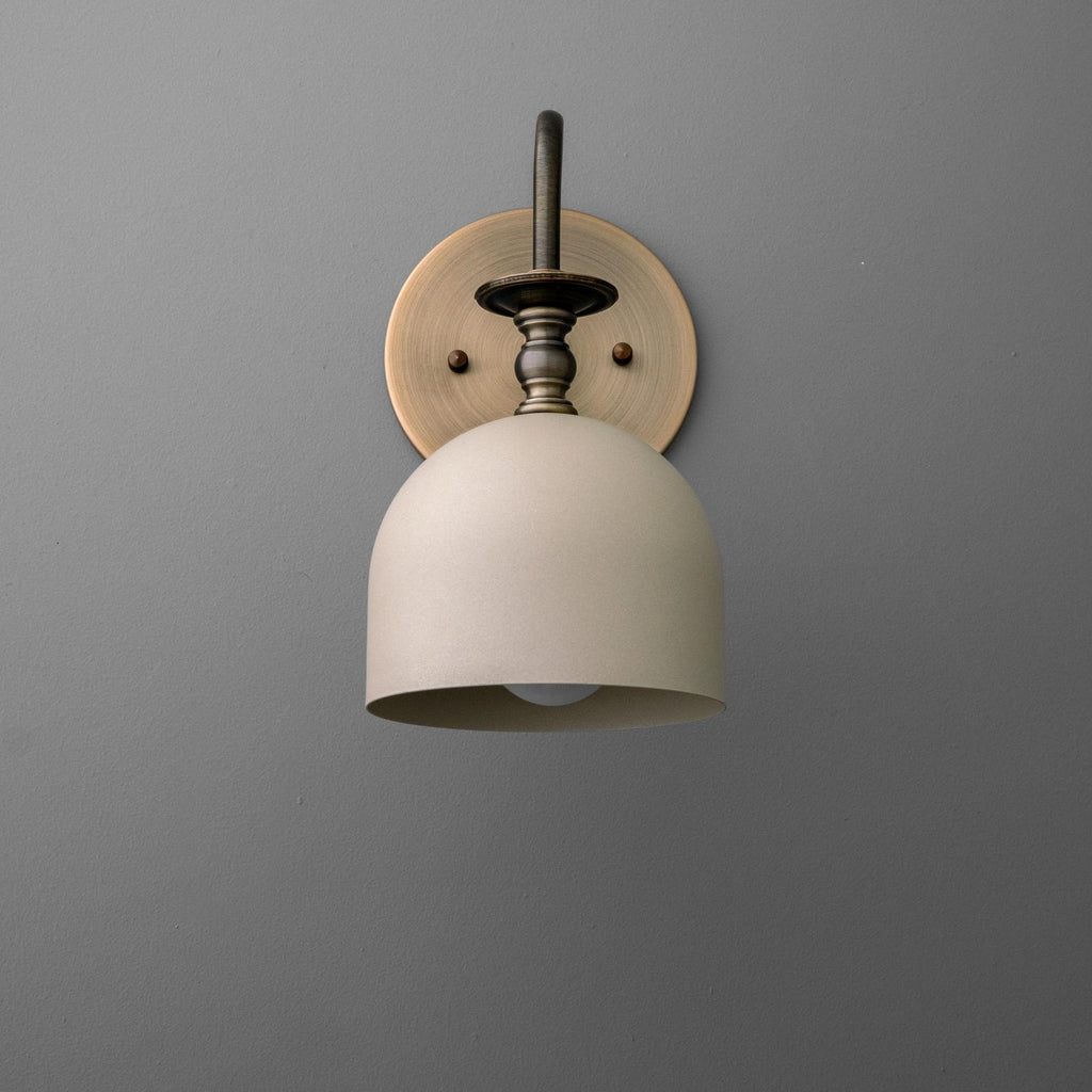 Vintage Brass Wall Sconce with Milk Glass Diffuser
