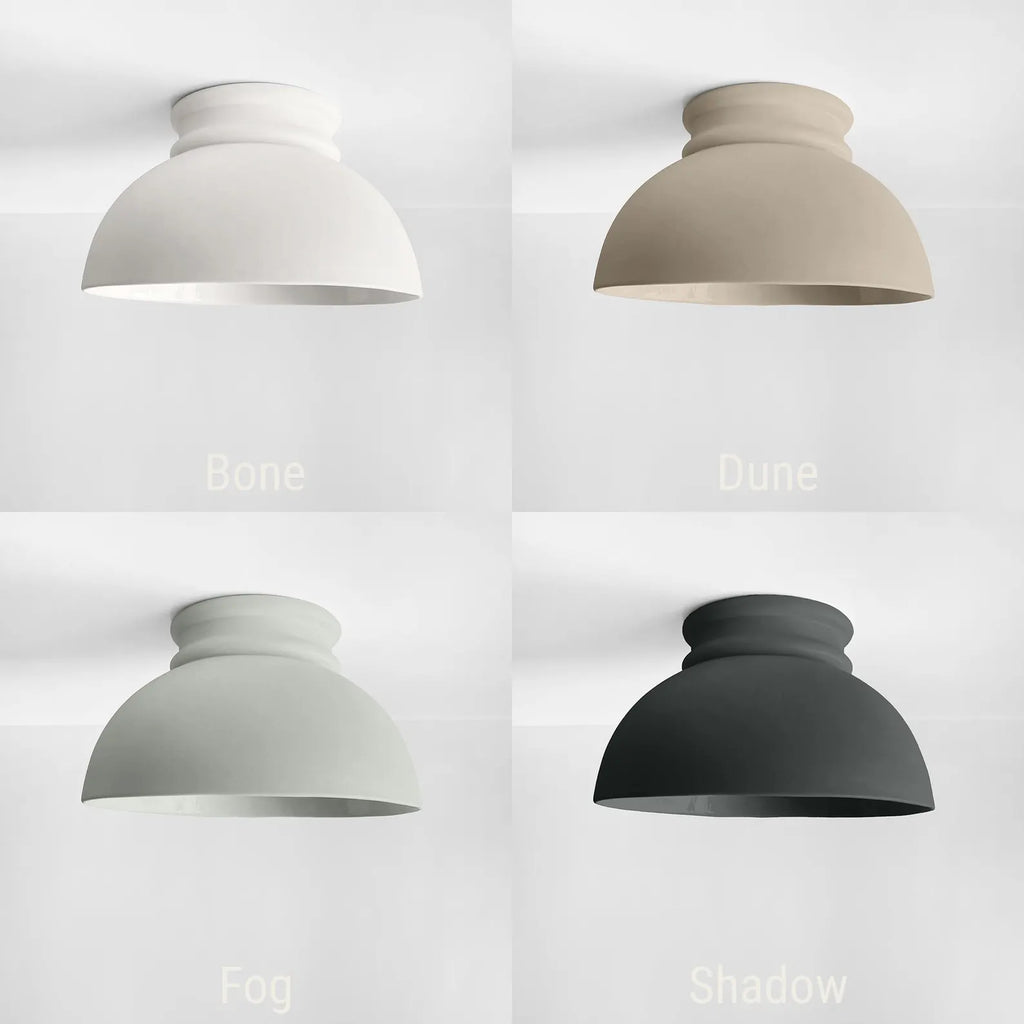 Large Pompeii | Ceramic Flush Mount Ceiling Light | Handmade Minimalist Dome Fixture in Bone White