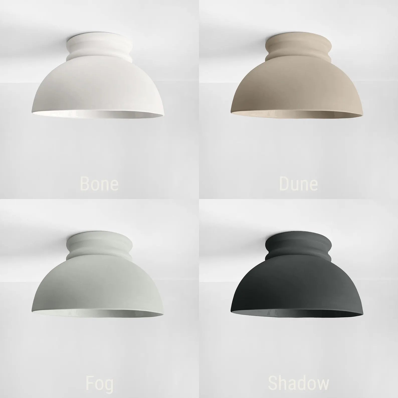 Large Pompeii | Ceramic Flush Mount Ceiling Light | Handmade Minimalist Dome Fixture in Bone White