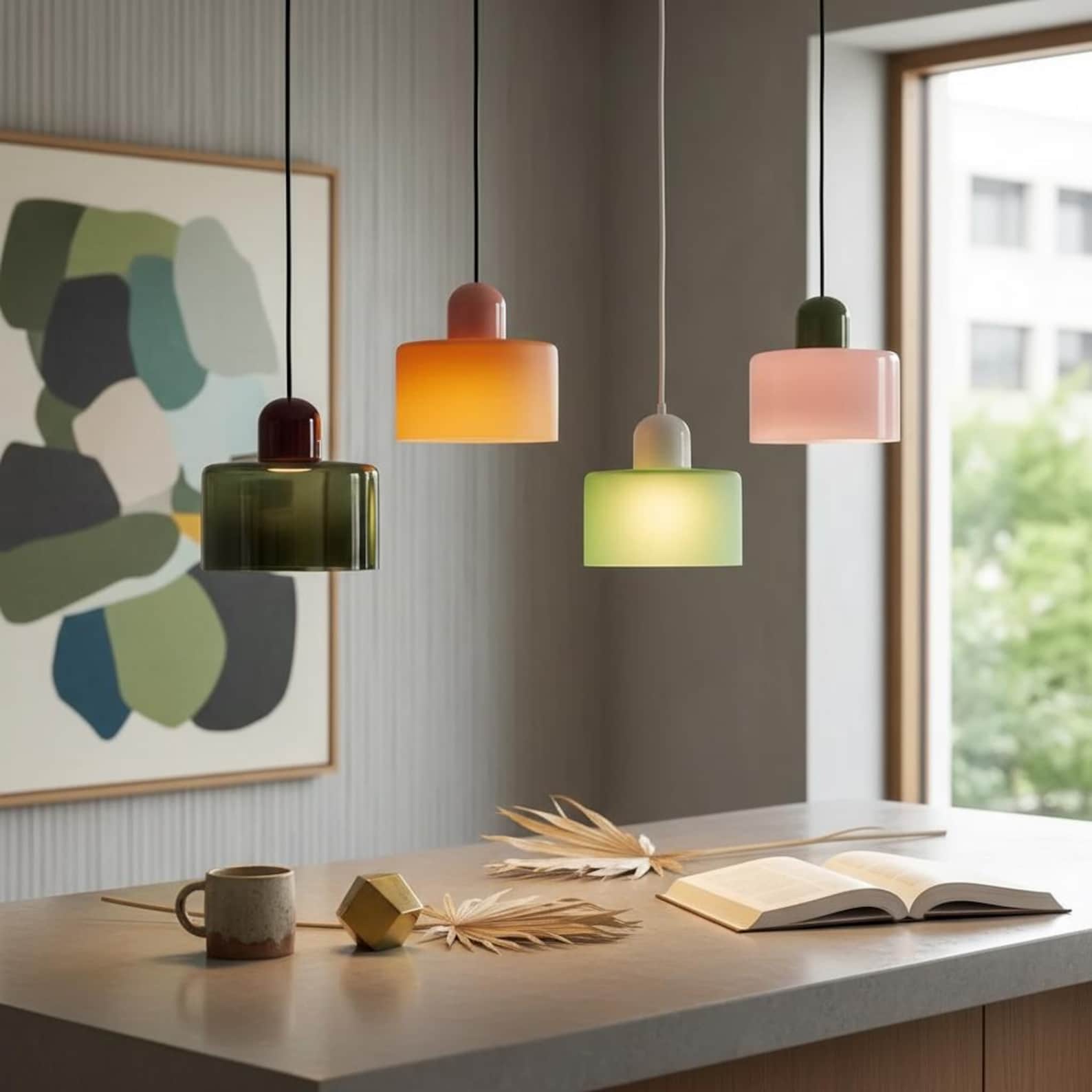 Nordic Stone and Glass Pendant Light