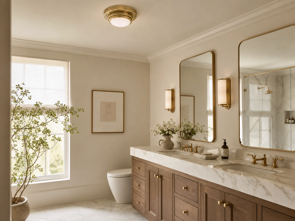 Vintage Round LED Ceiling Light – Brushed Gold Flush Mount