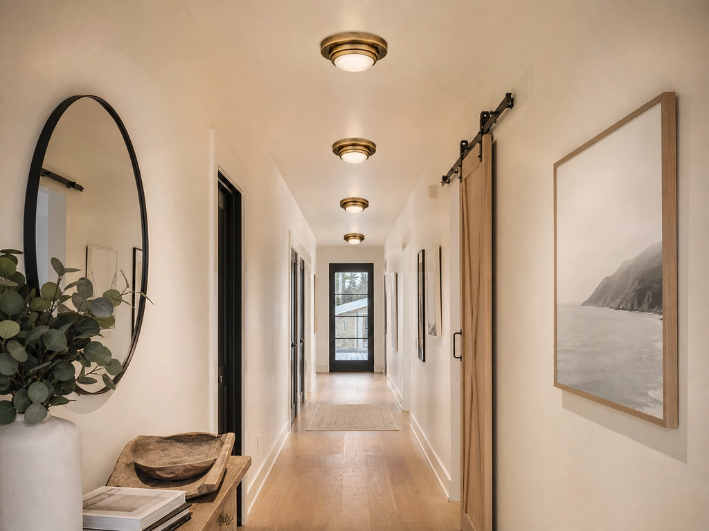 Vintage Round LED Ceiling Light – Brushed Gold Flush Mount